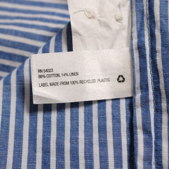 GAP Blue White Striped Linen Blend Oversized Button Down Big Shirt Top Size S - Picture 6 of 9